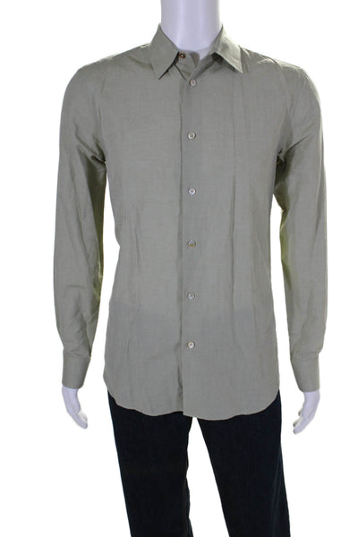 Paul Smith Men's Collared Long Sleeves Button Down Shirt Green Size M