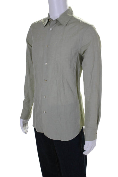 Paul Smith Men's Collared Long Sleeves Button Down Shirt Green Size M