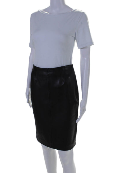 Siena Studio Womens Leather Back Split Zip Up Pencil Skirt Black Size 2