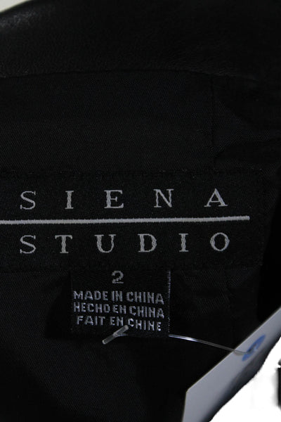 Siena Studio Womens Leather Back Split Zip Up Pencil Skirt Black Size 2