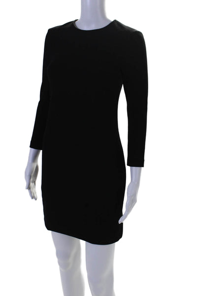 Vince Womens Stretch Round Neck Long Sleeve Zip Up Dress Black Size XS