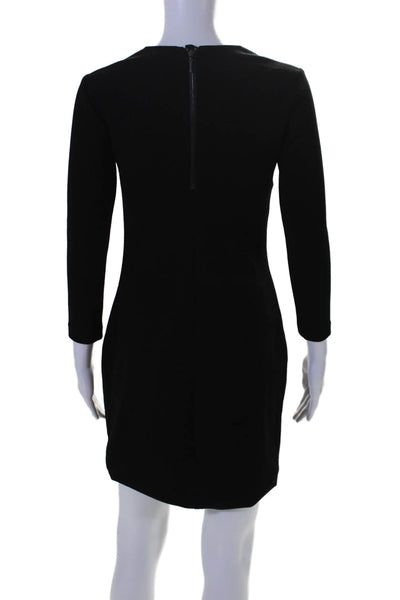 Vince Womens Stretch Round Neck Long Sleeve Zip Up Dress Black Size XS