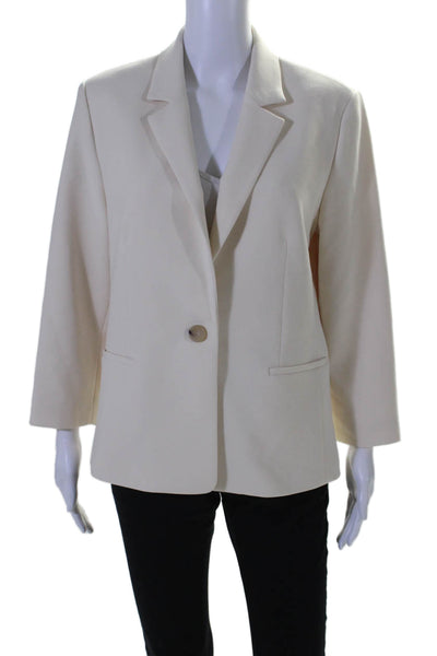 Vince Women's Collared Long Sleeves Lined Blazer One Button Cream Size 12