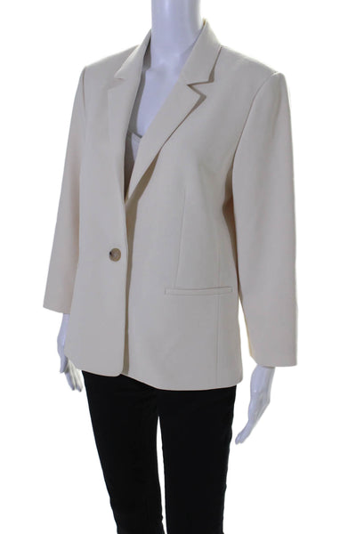 Vince Women's Collared Long Sleeves Lined Blazer One Button Cream Size 12