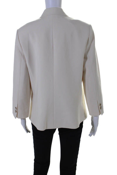 Vince Women's Collared Long Sleeves Lined Blazer One Button Cream Size 12