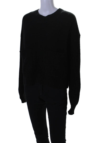 Everlane Womens Black Cashmere Knit Crew Neck Front Pockets Sweater Top Size S