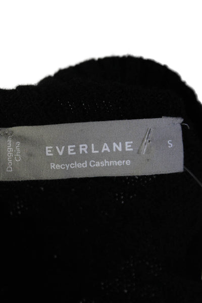 Everlane Womens Black Cashmere Knit Crew Neck Front Pockets Sweater Top Size S