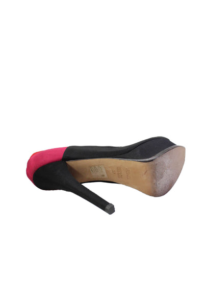 Fendi Womens Stiletto Platform Peep Toe Pumps Black Red Pink Size 37