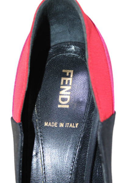 Fendi Womens Stiletto Platform Peep Toe Pumps Black Red Pink Size 37