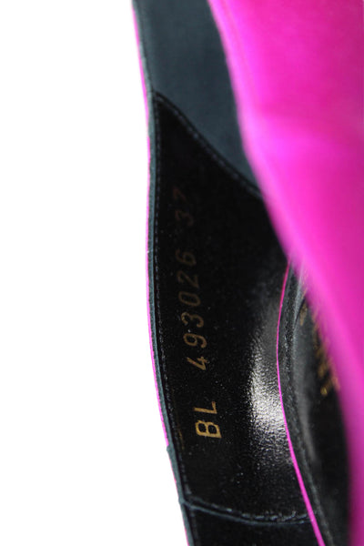 Saint Laurent Womens Stiletto Pointed Toe Satin Pumps Pink Size 37