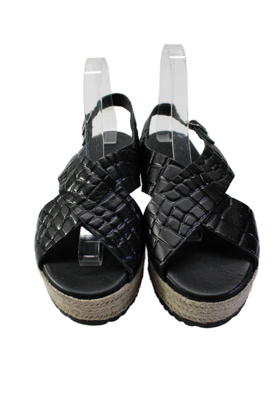 Christina Christi Womens Leather Slingback Espadrille Sandals Black Size 41 11