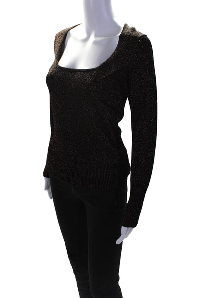 Chinti & Parker Womens Long Sleeve Scoop Neck Blouse Gold Black Size Small