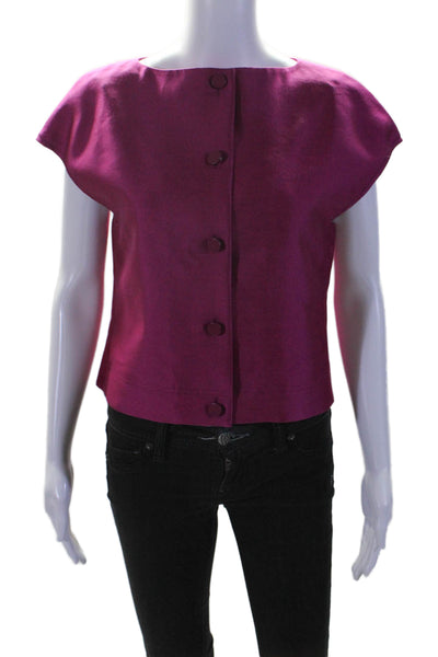 Raoul Womens Back Button Sleeveless Scoop Neck Blouse Silk Blend Pink Size 4