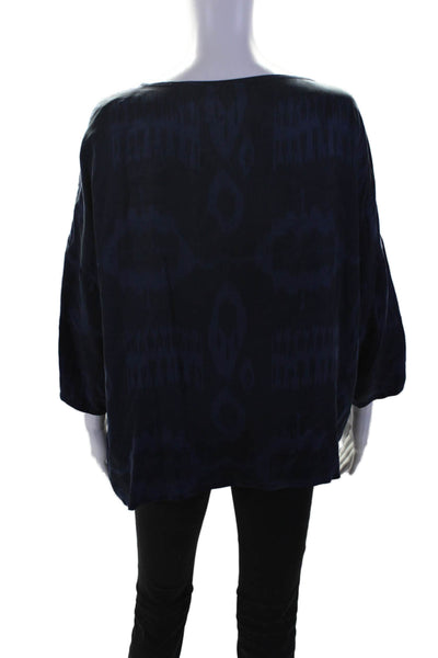 Brochu Walker Womens Spotted Print Round Neck Long Sleeve Blouse Top Blue Size S