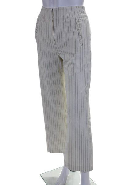 Veronica Beard Women's Hook Closure Wide Leg Dova Pants Ecru Striped Size 00