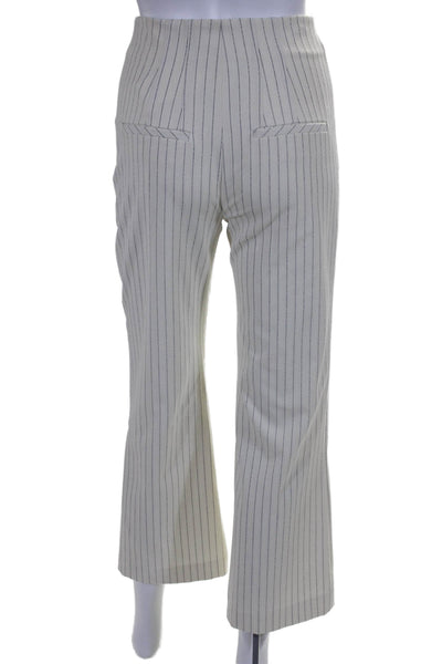 Veronica Beard Women's Hook Closure Wide Leg Dova Pants Ecru Striped Size 00