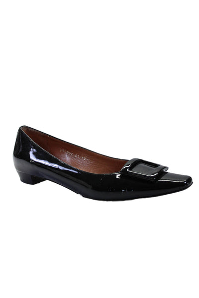 Diane B Womens Patent Leather Square Toe Buckled Flats Black Size EUR 40.5