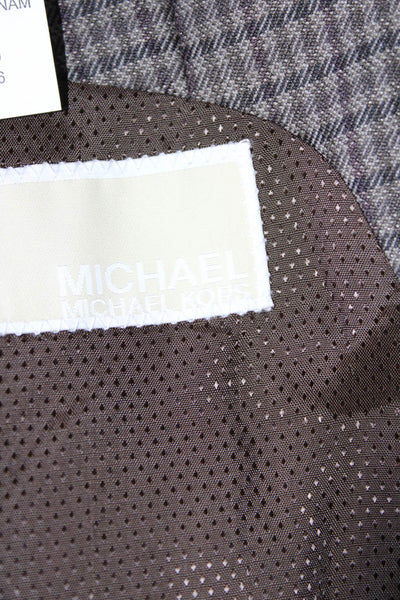 Michael Michael Kors Mens Brown Wool Plaid Long Sleeve Blazer Size 46L