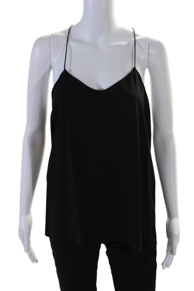 Tibi Womens Spaghetti Strap V Neck Boxy Silk Tank Top Black Size 6