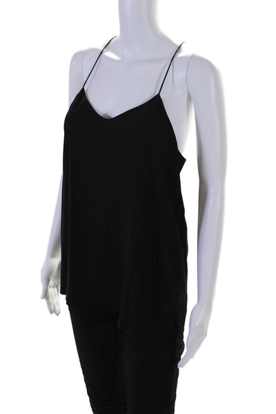 Tibi Womens Spaghetti Strap V Neck Boxy Silk Tank Top Black Size 6