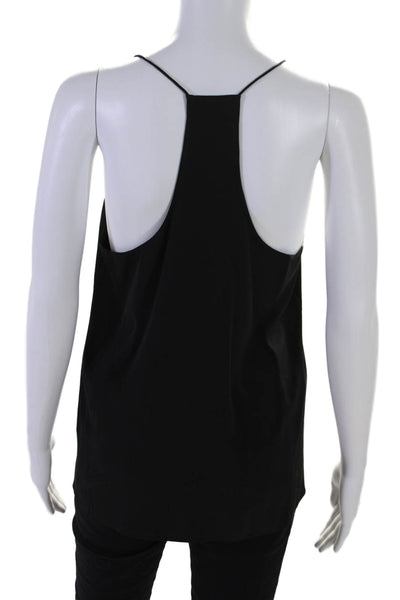 Tibi Womens Spaghetti Strap V Neck Boxy Silk Tank Top Black Size 6