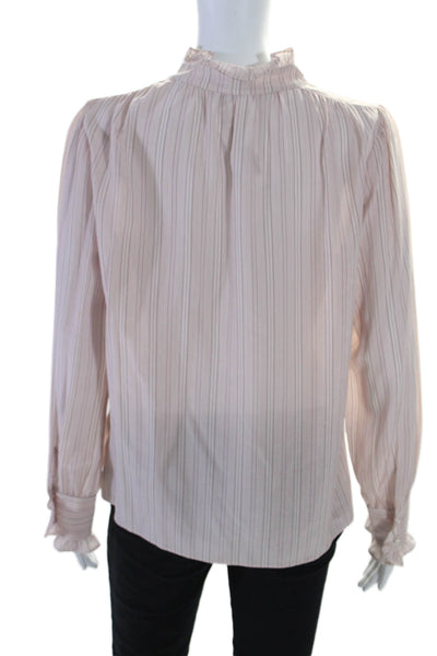 Tailored Rebecca Taylor Womens Button Front Striped Silk Shirt Pink Size 6