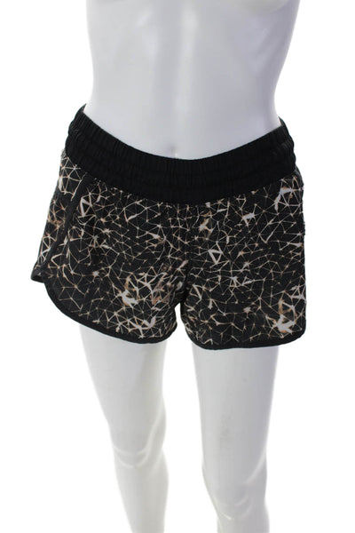 Lululemon Womens Black Brown Printed Pull On Running Active Shorts Size 4