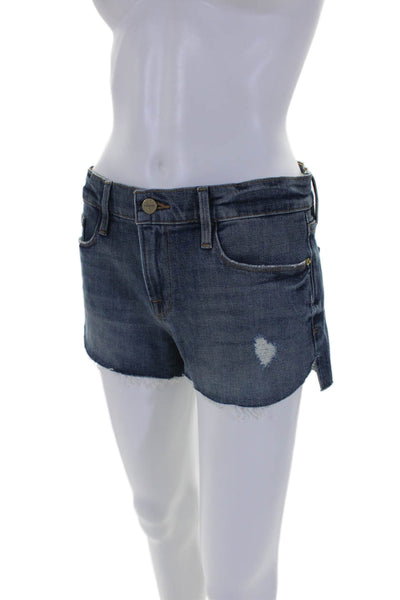 Frame Denim Womens Denim Mid Rise Cut Off Valle Shorts Blue Cotton Size 25