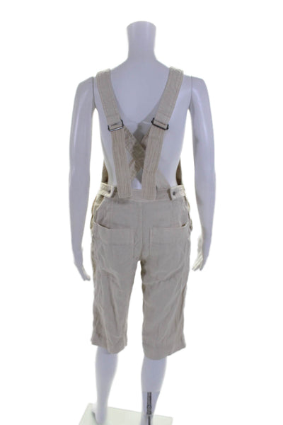 Standard James Perse Womens Denim Sleeveless Cropped Overalls Beige Size 0