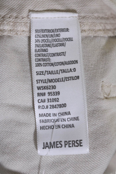 Standard James Perse Womens Denim Sleeveless Cropped Overalls Beige Size 0