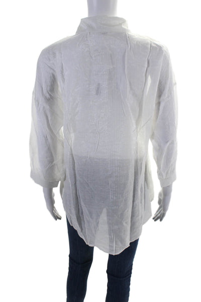 Sandro Womens Long Sleeve Sheer Button Down Blouse White Size M