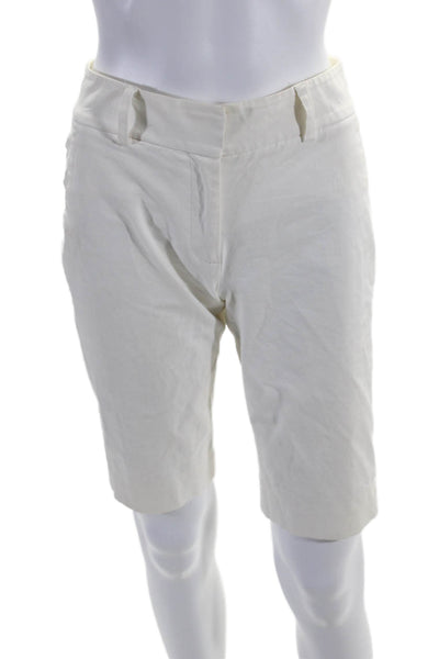 Piazza Sempione Womens Cotton 2 Pocket Mid-Rise Knee Length Shorts White Size 38