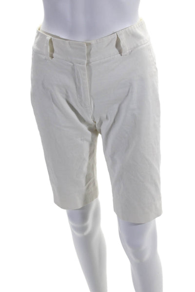 Piazza Sempione Womens Cotton 2 Pocket Mid-Rise Knee Length Shorts White Size 38