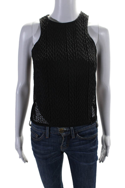 Jonathan Simkhai Womens Sheer Panel Round Neck Pullover Tank Top Black Size 4