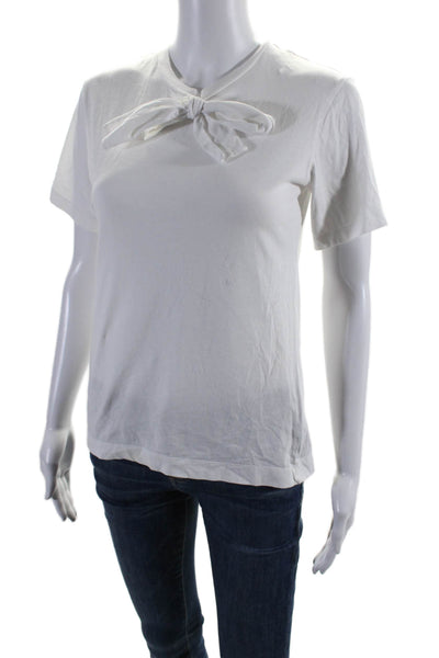 Simone Rocha Womens Cotton Round Neck Short Sleeve T-Shirt Top White Size XS