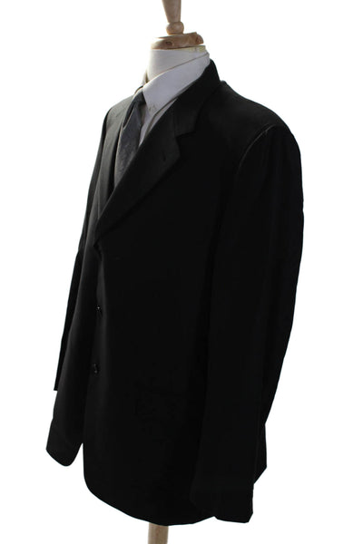 Canali Mens Wool Solid Black Three Button Long Sleeve Blazer Jacket Size 60R