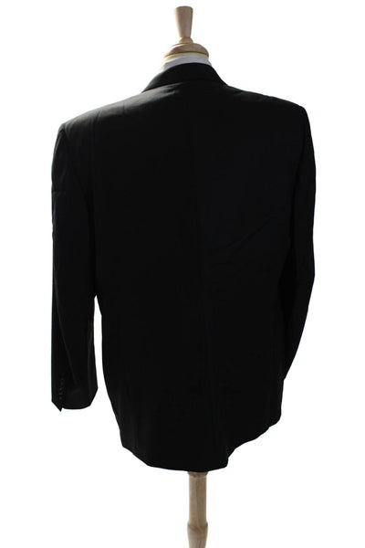 Canali Mens Wool Solid Black Three Button Long Sleeve Blazer Jacket Size 60R