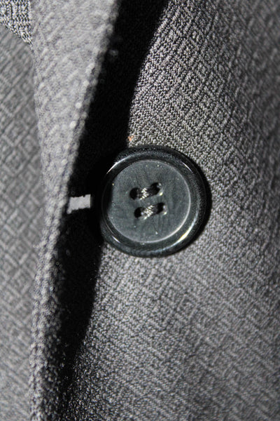 Canali Mens Wool Solid Black Three Button Long Sleeve Blazer Jacket Size 60R