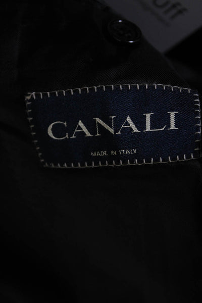 Canali Mens Wool Solid Black Three Button Long Sleeve Blazer Jacket Size 60R