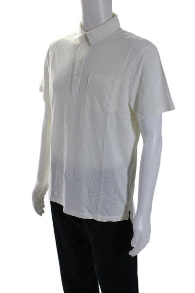 J Crew Mens Short Sleeve Front Pocket Collared Shirt White Size Medium