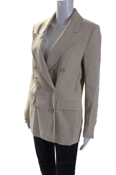 Los Angeles Atelier + Other Stories Womens Double Breasted Blazer Jacket Brown 4