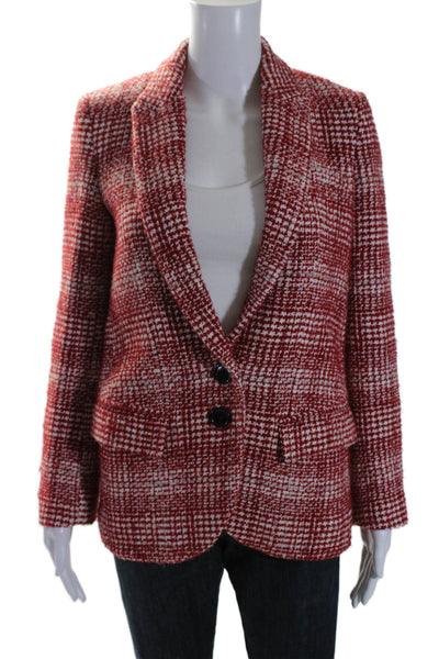 Etoile Isabel Marant Womens Two Button Pointed Lapel Jacket White Red FR 34