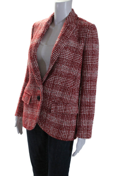 Etoile Isabel Marant Womens Two Button Pointed Lapel Jacket White Red FR 34