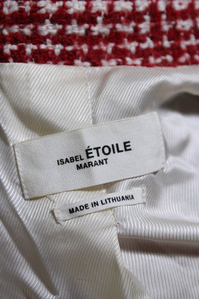 Etoile Isabel Marant Womens Two Button Pointed Lapel Jacket White Red FR 34