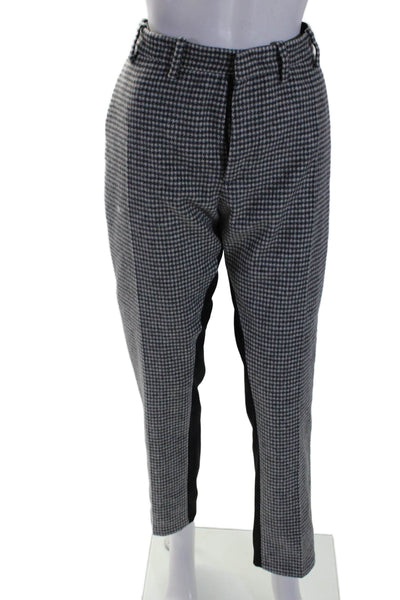 No21 Womens Mid Rise Pleated Straight Leg Houndstooth Pants Gray Size IT 40