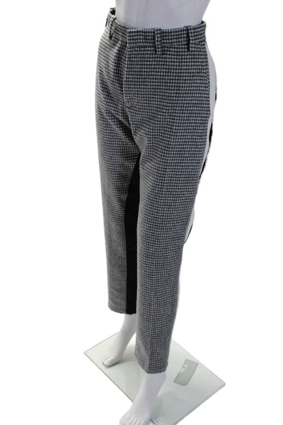 No21 Womens Mid Rise Pleated Straight Leg Houndstooth Pants Gray Size IT 40