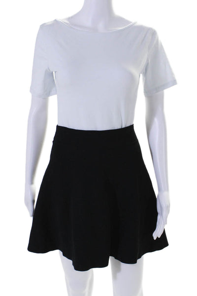 Theory Womens Solid Black Pull On Mini A-Line Skirt Size S