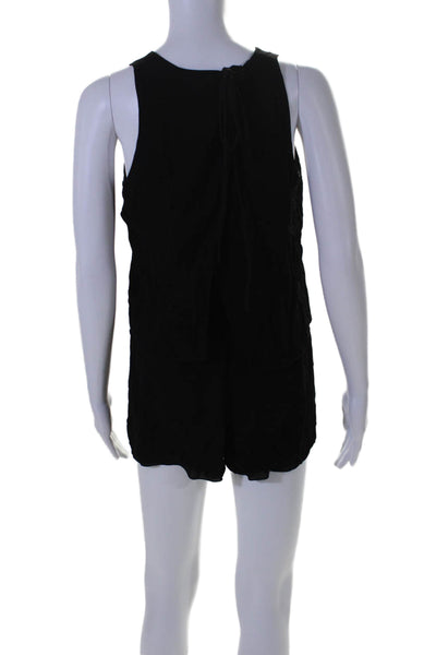 Babaton Womens Black Crew Neck Tie Open Back Sleeveless Romper Size S