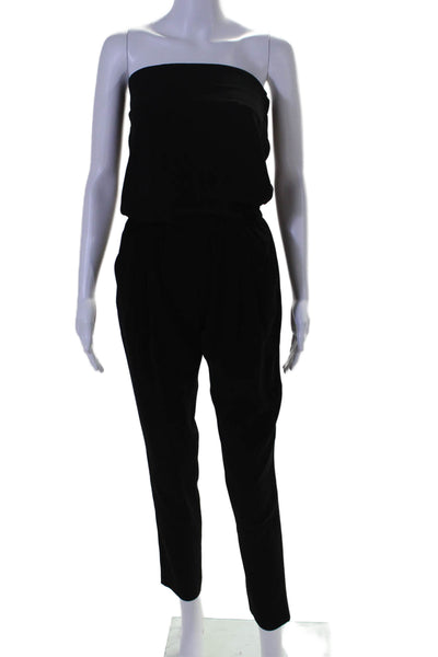 Nili Lotan Womens Black Strapless Pockets Straight Leg Jumpsuit Size XS