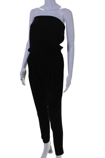 Nili Lotan Womens Black Strapless Pockets Straight Leg Jumpsuit Size XS